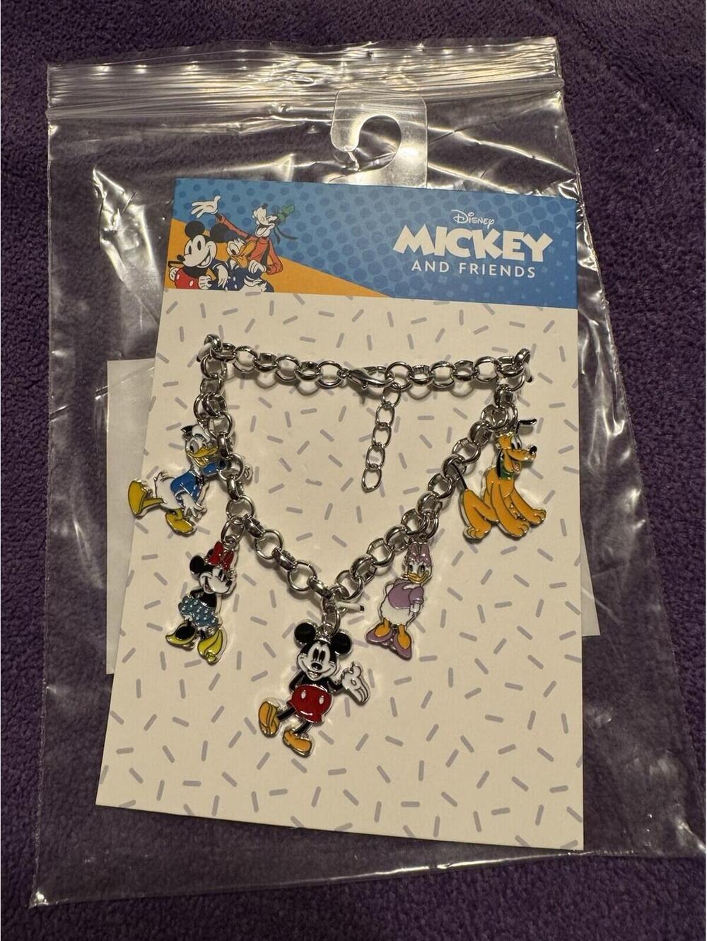 Mickey Mouse and Friends Charm Bracelet Official License, 6.75+1" Disney Char...